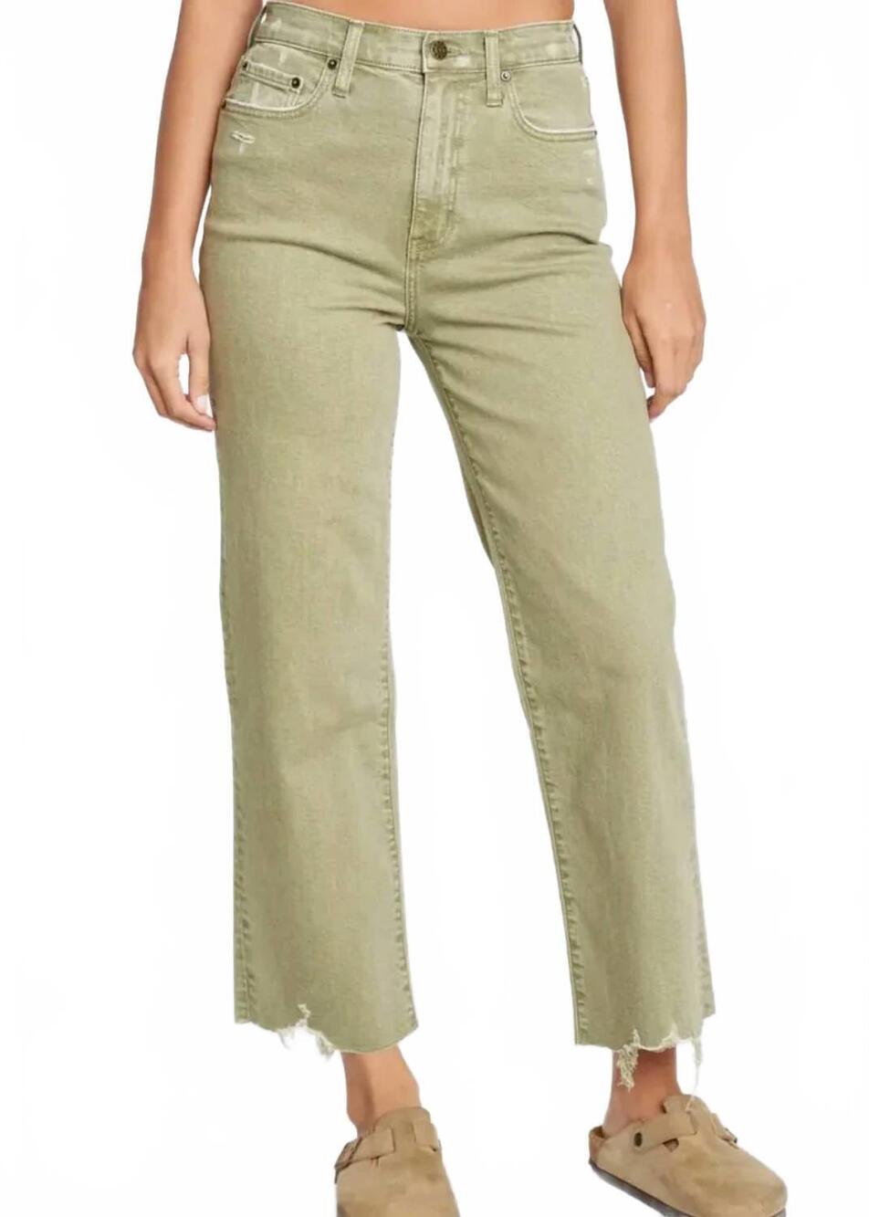 NEW DAZE pleaser high rise wide ankle length jeans in matcha